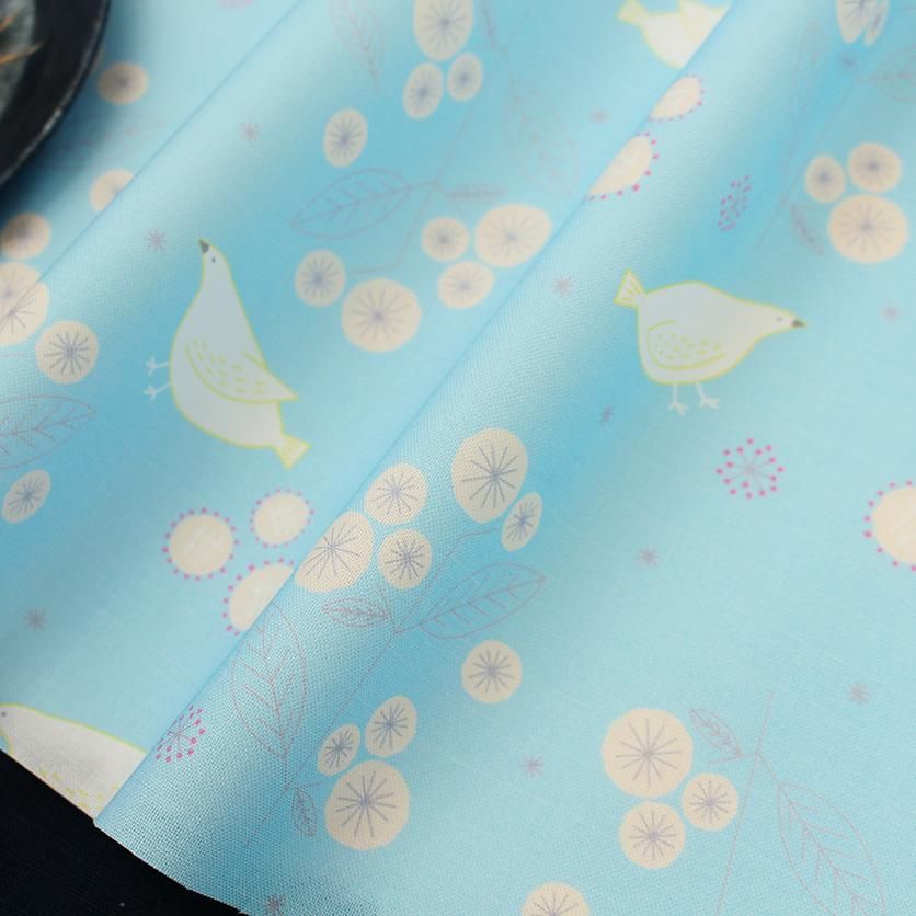 White Buntings and Flowers(Blue)